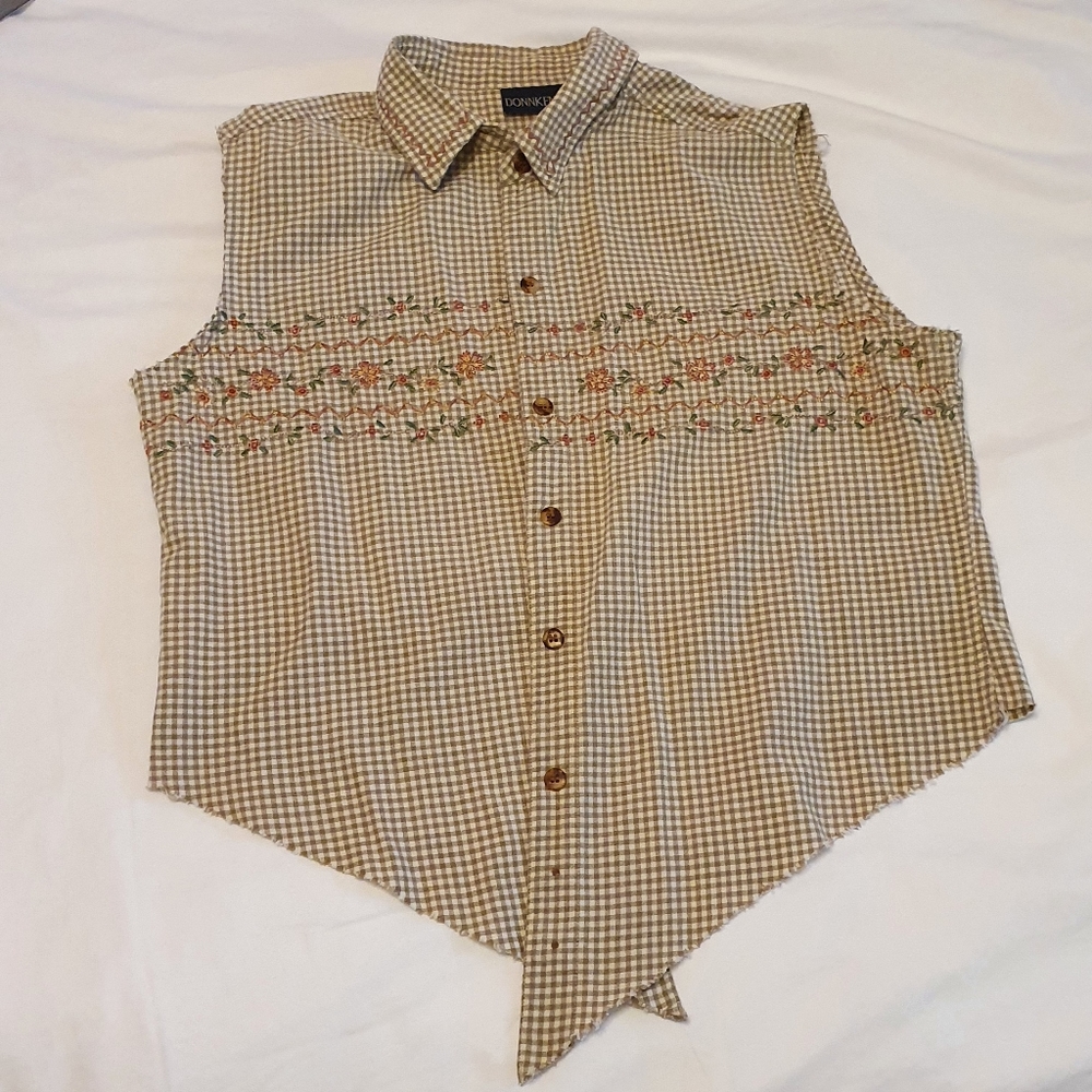 VINTAGE tie front button down